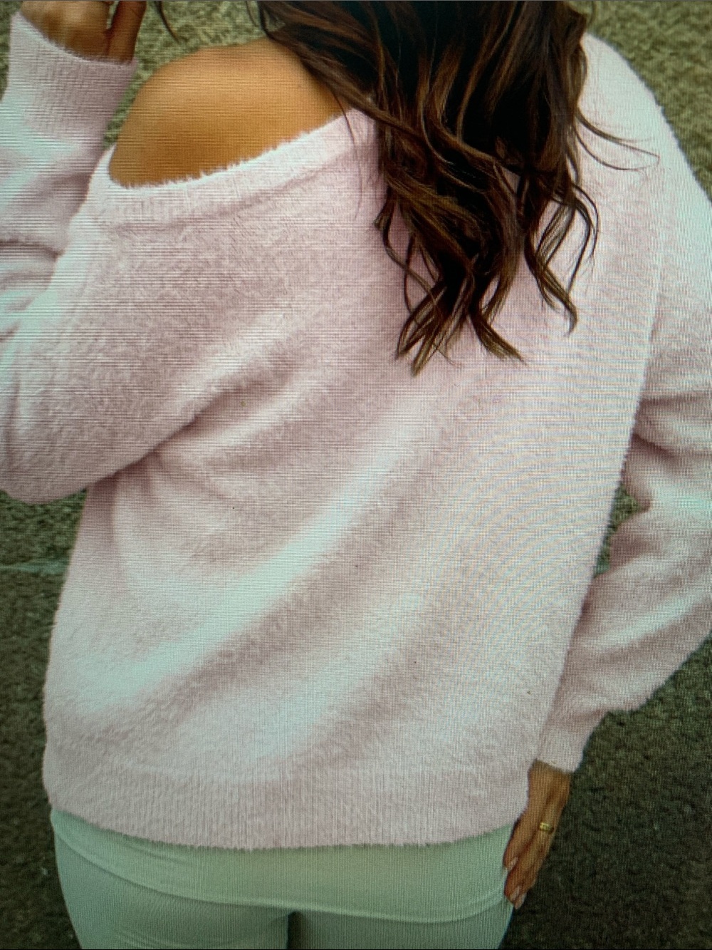 Soft Pink Fuzzy Crewneck Sweater - Women's Cozy Knit - Picture 6 of 6